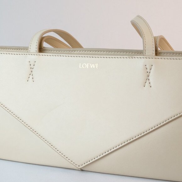 Loewe Puzzle Fold Cropped Tote Shoulder Bag, Ivory - Picture 6 of 16